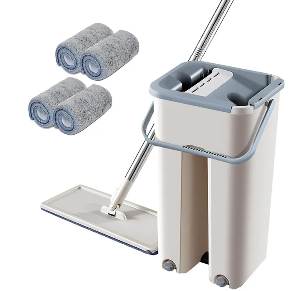 

Free Hand Wash Flat Mop Telescopic Rod Microfiber Mop Set Home Kitchen Wooden Floor Cleaning Lazy Mop
