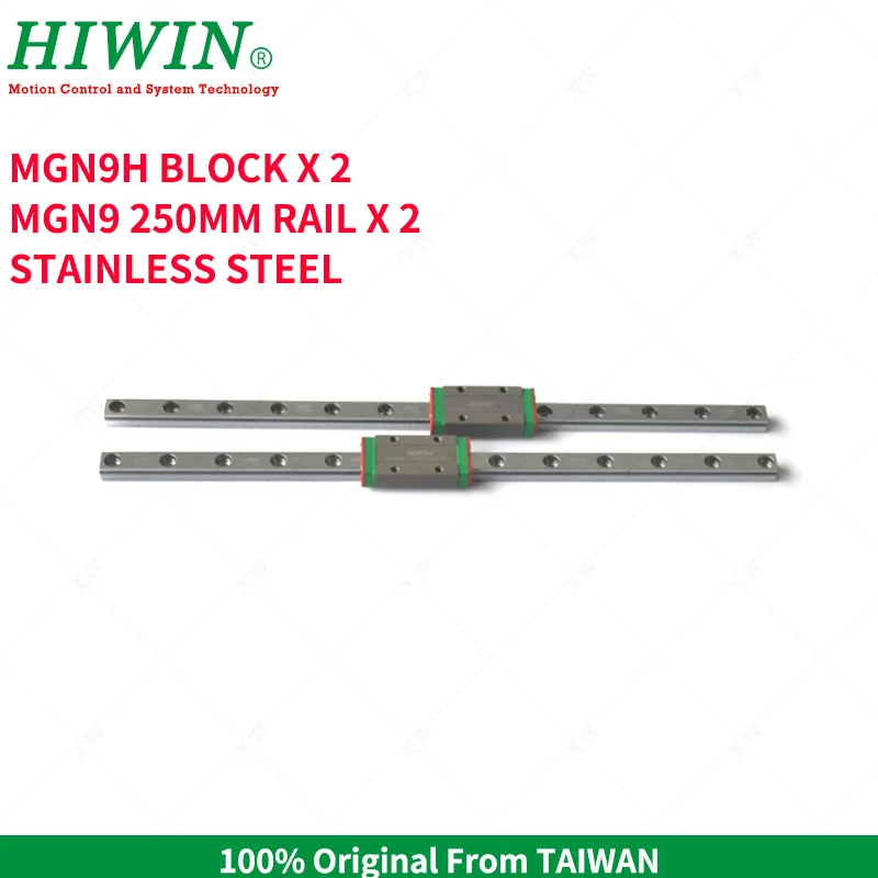 

Free Shipping 2 pcs HIWIN MGN9 250mm stainless steel Linear Guide Rail with MGN9H Slider Long Carriage for 3d printer