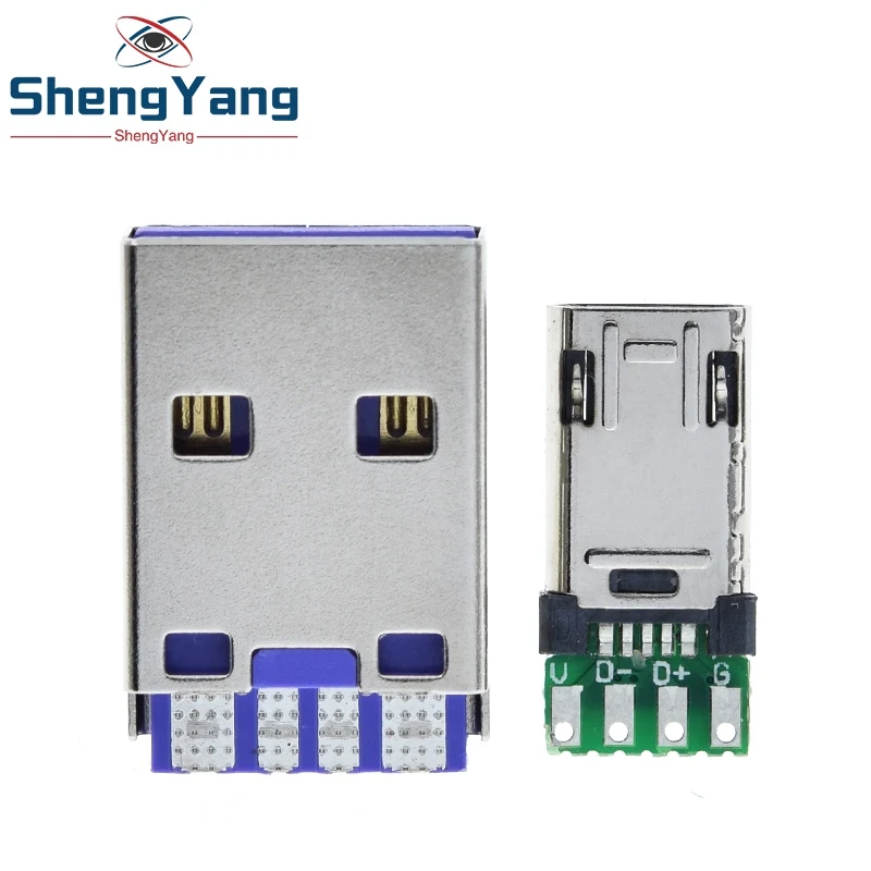 Micro Stecker Mit Solder Platte doppelseitige Micro 5P Stecker USB Stecker + Typ A 3A 4PIN männlichen USB DIY OTG Daten Ladung DIY – Detail 9