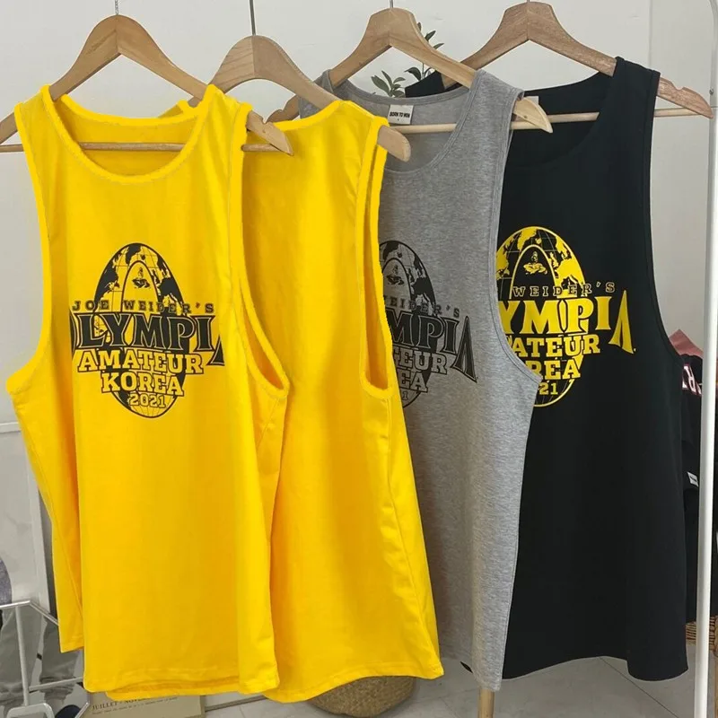 

Men Fitness Sports Leisure Training Stretch Breathable Men's Sports Vest 2021 Summer New Corset Top Male Gym Casual Tank Top