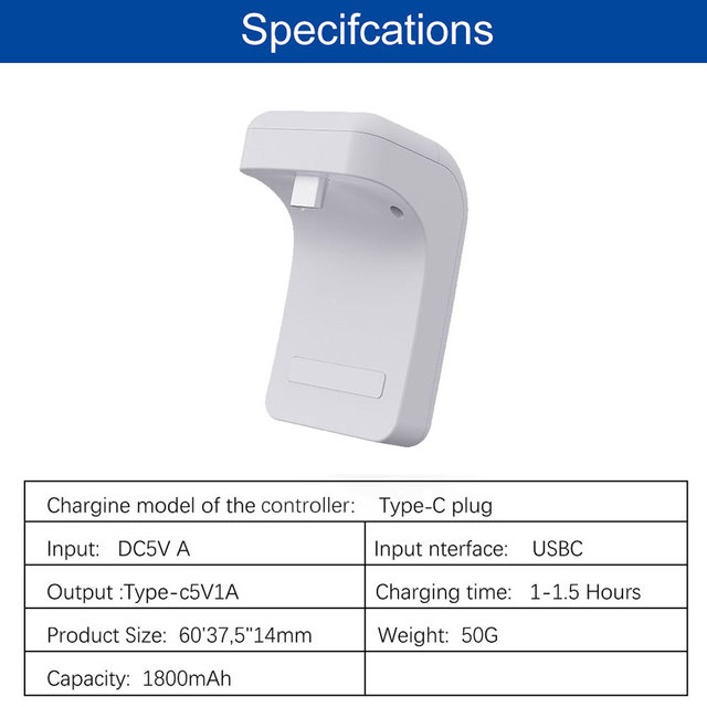 Controller Battery Pack External Clip Charging Bag Wireless Power External Clip 1800mAh Rechargeable Movable Battery for PS5