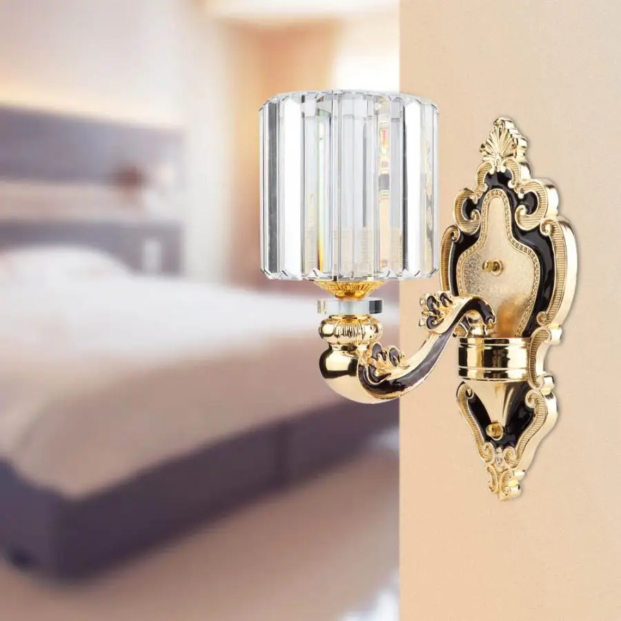 

AC 85-265V LED Crystal Scone Light With E27 Base Retro Style Wall Lamp Fixture For Bathroom Hallway Corridor