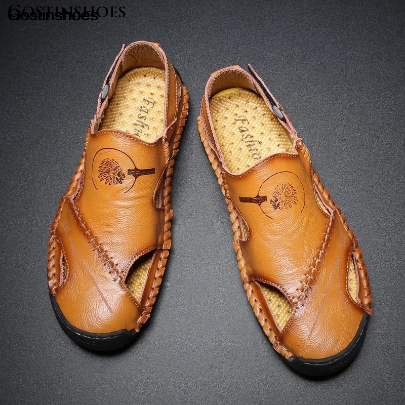 

Sandale Homme Cuir Man Shoes Genuine Leather Casual Closed Toe Zapatos Hombre Men Summer Sandals Cow Leather