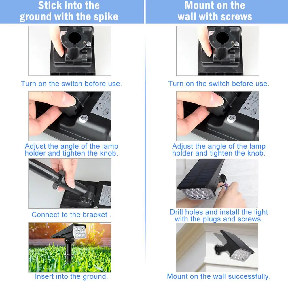 Solar-Powered Outdoor Garden Spotlights - Waterproof LED Landscape Lighting