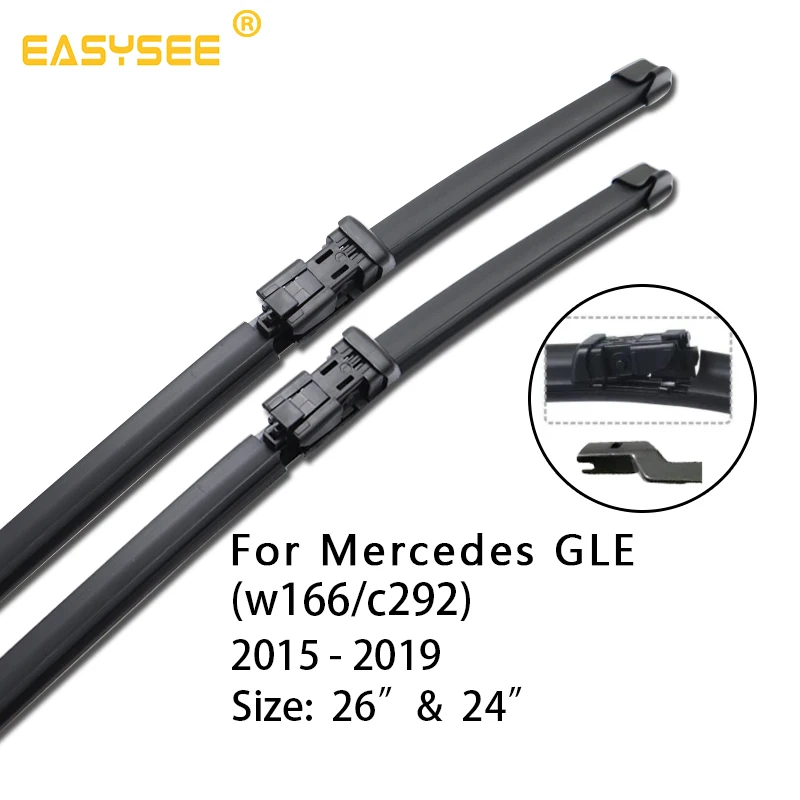 

Car Windscreen Wiper Blades for Mercedes Benz GLE Class SUV W166 Coupe C292 GLE350 GLE400 GLE550e Fit Push Button Arms 26"&24"