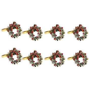 

8 Pack Wreath Napkin Rings for Wedding,Christmas,Thanksgiving and Home Kitchen for Casual or Formal