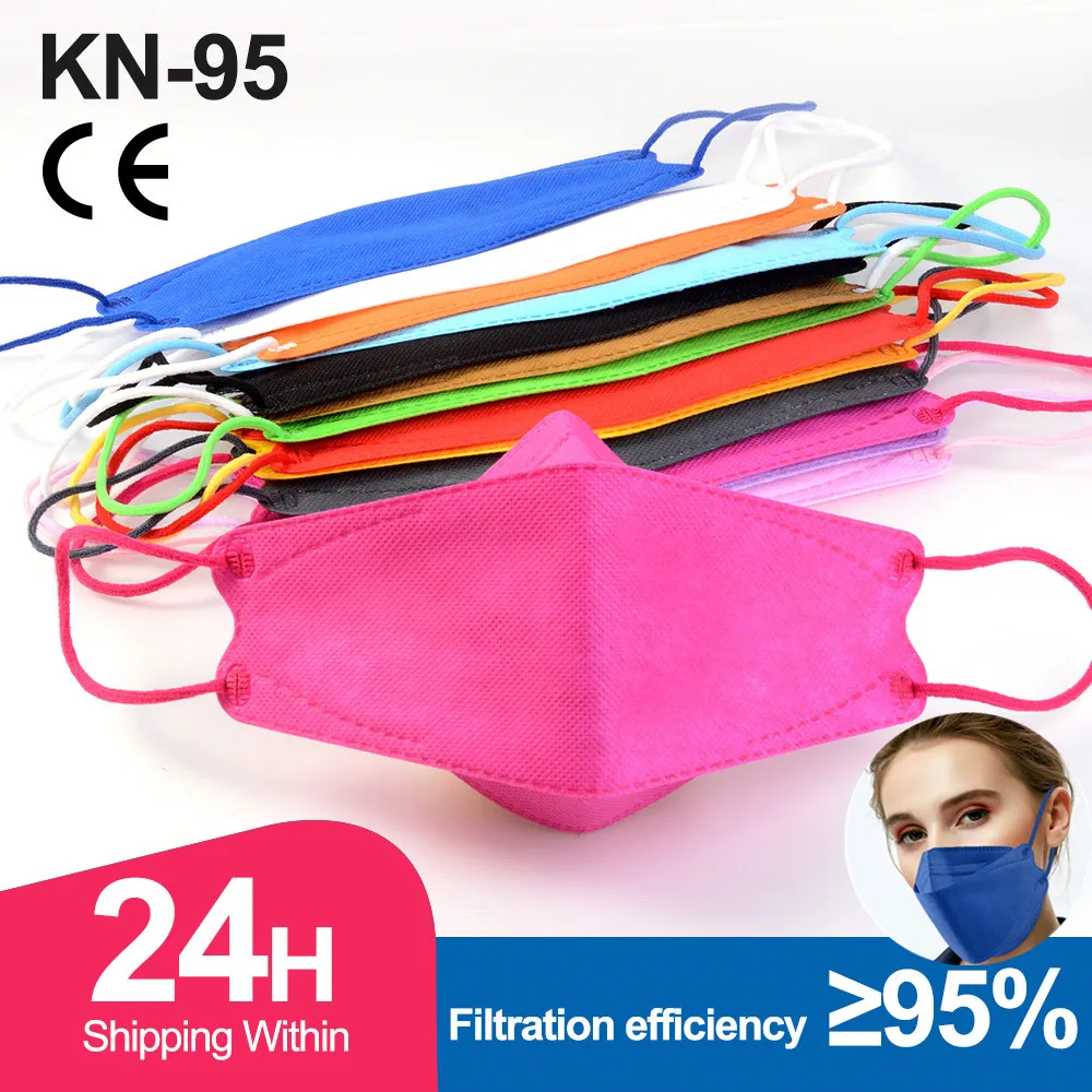 Mascarilla facial FFP2 KN95 para adultos, máscara respiradora FFP2, Color negro, rojo, FFP3