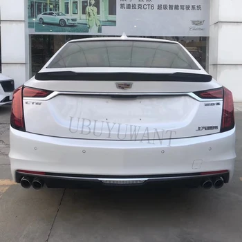 

For Cadillac CT6 2019 ABS Plastic Fake Carbon Fiber Exterior Rear Spoiler Tail Trunk Boot Wing Decoration Car Styling