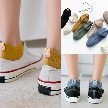 

6 Pairs Cute Women Cotton Socks Japanese cartoon rabbit combed cotton Ankle Socks Short Women Socks Casual Animal Socks #0311