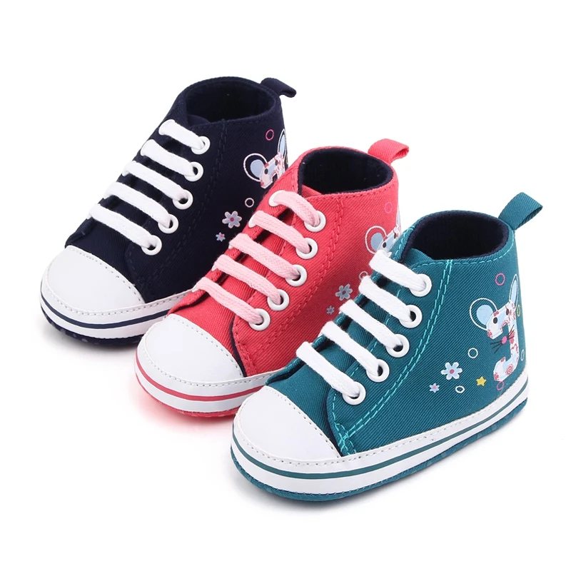 Infant Toddler Baby Boy Cartoon Canvas Casual Soft Sole First Walker Shoes 0-18M 