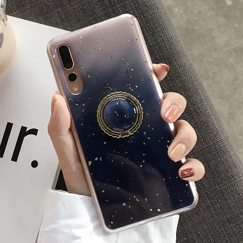 Мраморный чехол для samsung Galaxy S10 Plus S10e S9 Note 9 A9 A7, мягкий силиконовый чехол из ТПУ с кольцом и подставкой для iphone 7 - Цвет: H