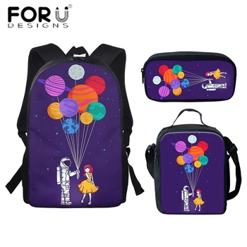 

FORUDESIGNS School Bag Multicolor Backpack Space Galaxy astronaut Printing Backpacks for Teenager Men Women Starry Sky Backpack