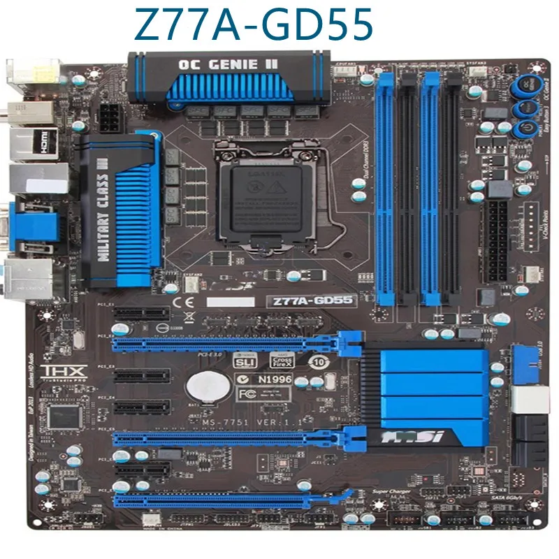 for used original motherboard MSI Z77A GD55 LGA 1155 DDR3 32GB USB2.0