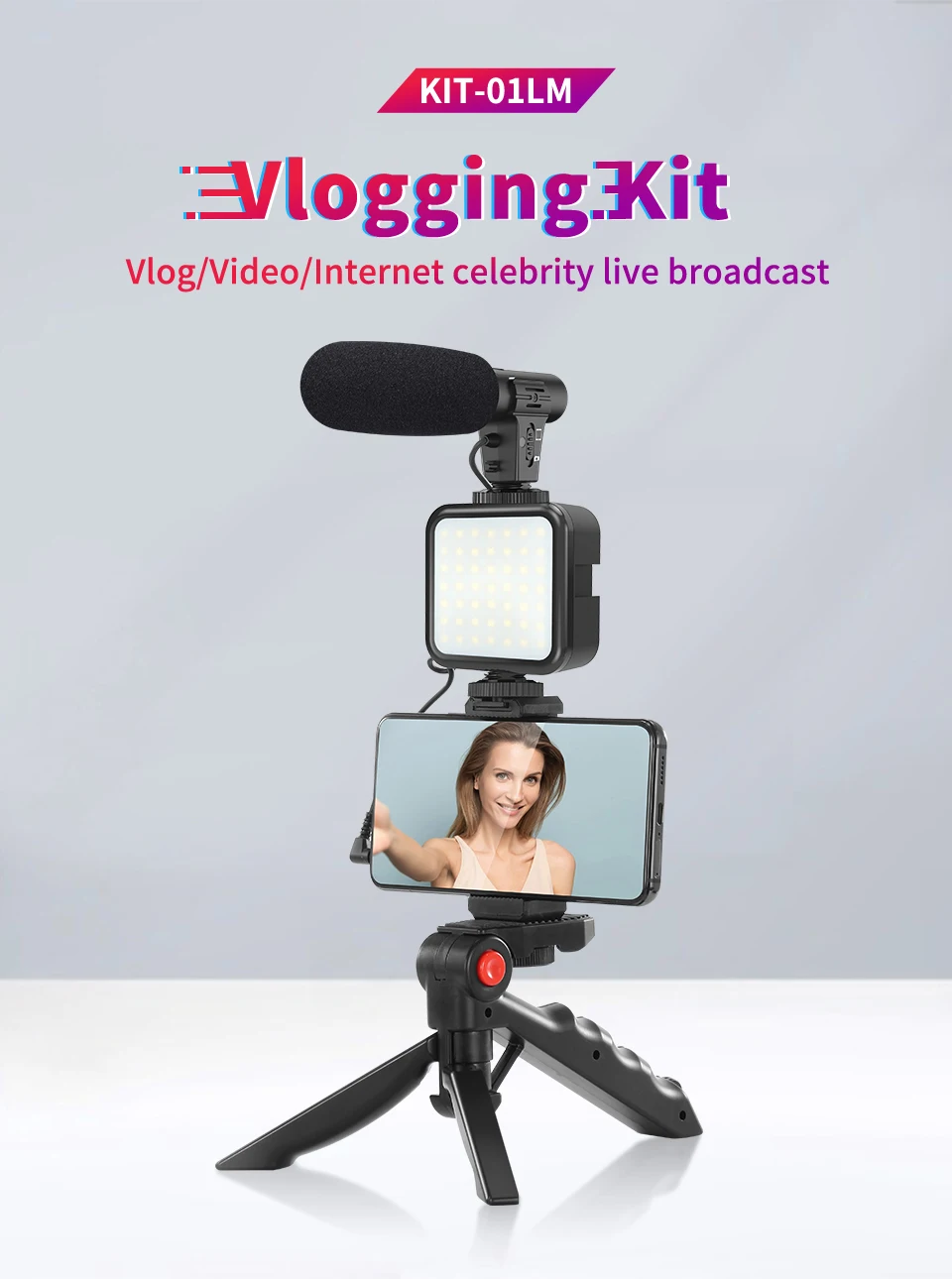 Jumpflash DSLR SLR Phone Vlog Tripod Vlogging Kits Live Selfie Fill Light Integration with Remote Control Microphone LED Light