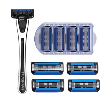 

TFLYSHAVE Man Manual Shaving Razor Blade 5 Layer Razor with Trimmer Blade Sweden Top Replaceable Blade