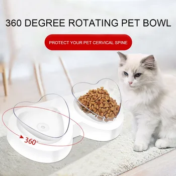 

360 Degree Rotation Double Cat Bowl Dog Bowl Protection Cervical Spine Cat Water Bowl Cat Food Bowls For Dog Feeder Pet Products