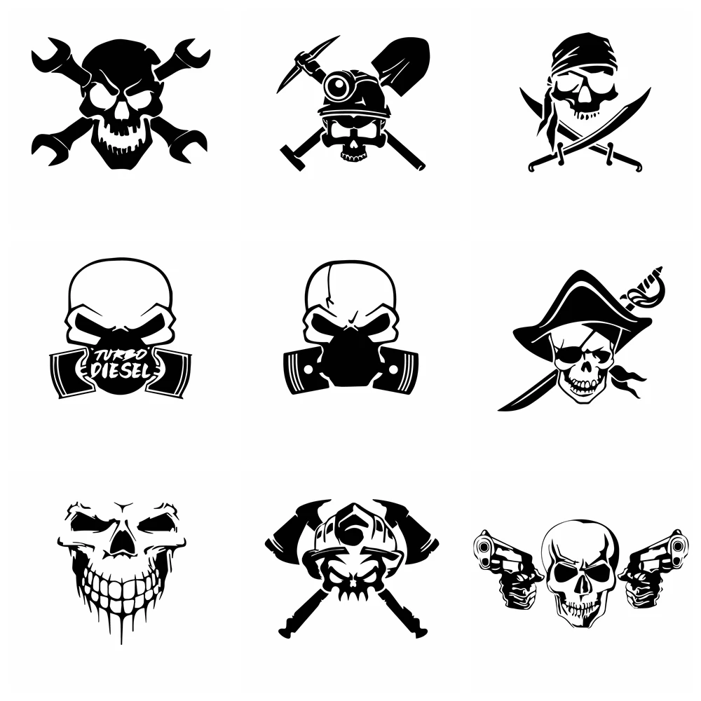

10 Styles Free Shipping Skull Car Sticker And Decals Funny Wrap Vinyl For fuel tank cap Window Car-Styling Decor Accessories
