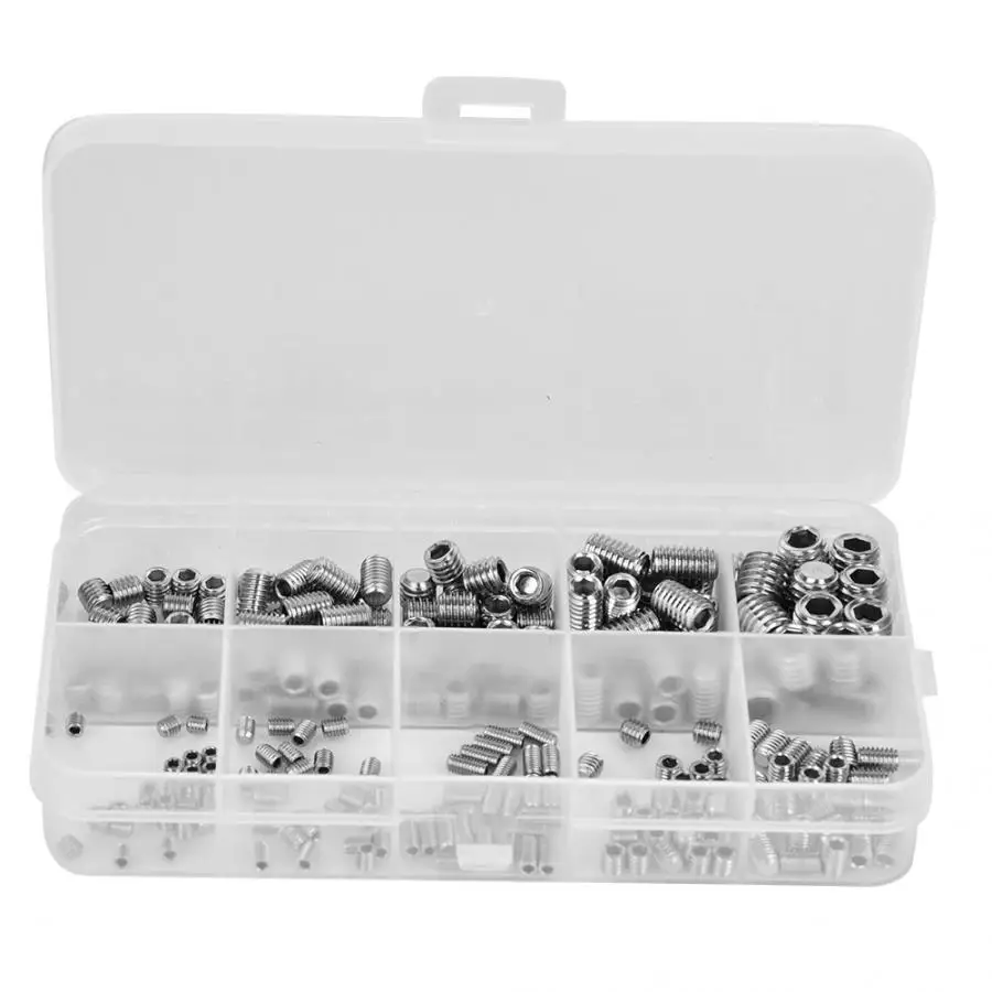 245Pcs Headless Set Screws Stainless Steel Hex Socket Concave End Fasteners | Обустройство дома