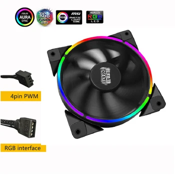 

PCCOOLER Corona 120mm Computer Case fan AURA control Halo 12V RGB 4pin PWM fan silent CPU Cooling fan