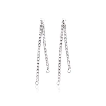 

Women's tassel long earrings micro-inlaid zircon copper ear needle handmade DIY jewelry accessories all-match earrings