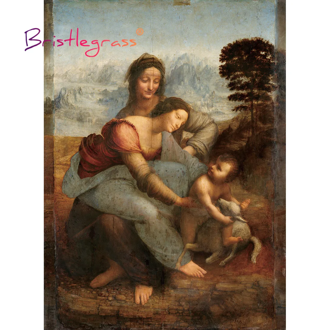 BRISTLEGRASS Wooden Jigsaw Puzzles 500 1000 Piece Virgin Child with St Anne Leonardo Da Vinci Educational Toy Painting Art Decor leonardo da vinci