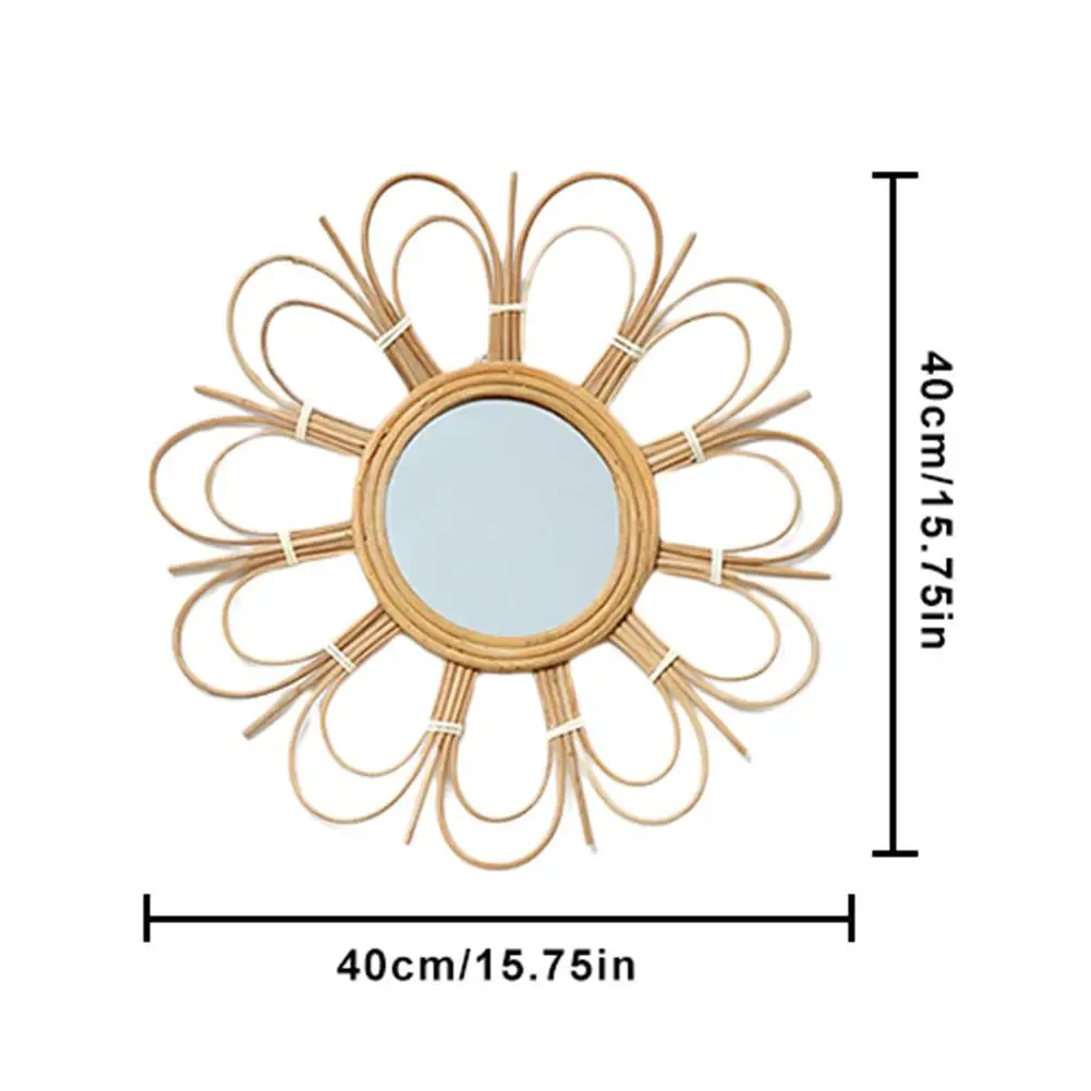 Туалетное зеркало в ретро стиле ротанга арт-деко круглое зеркало для макияжа для гостиной стены кухни украшения ванной комнаты