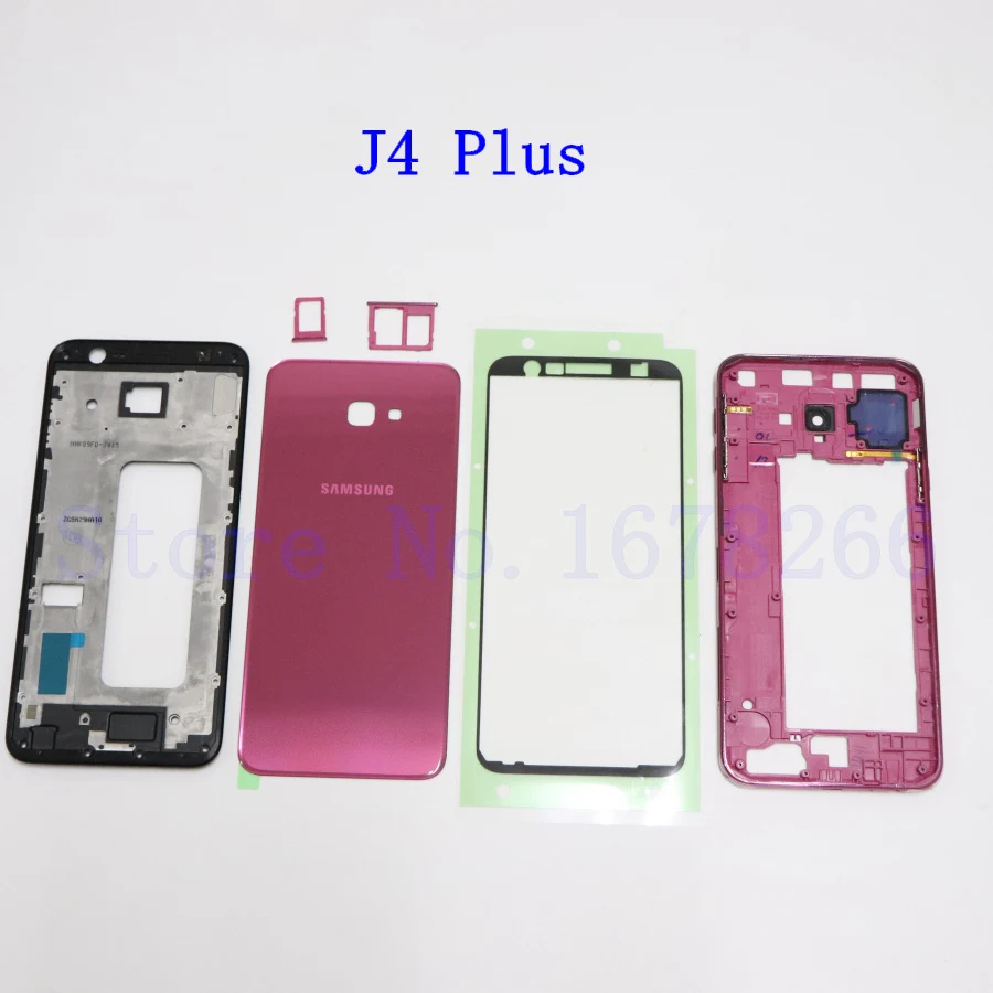 SAMSUNG Galaxy J4 Plus J4+ J415 J415F SM-J415F полный корпус ЖК-панель Крышка средняя рамка J4+ Сменный Чехол для двери батареи
