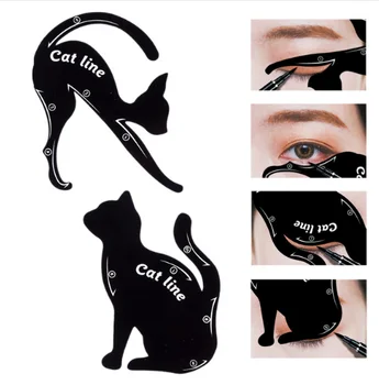 

New Beauty Cat Line Eyebrow Stencil for Women Make Up Tools Easy Eye Brow Temple Catline Eyeliner Pattern Stencils For Eye Liner
