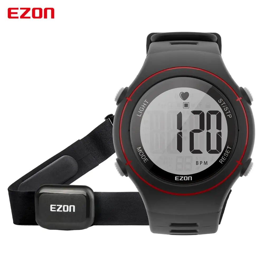 

Men Women Sports Wristwatch Digital Heart Rate Monitor Outdoor Running Watch Alarm Chronograph with Chest Strap 2019 new