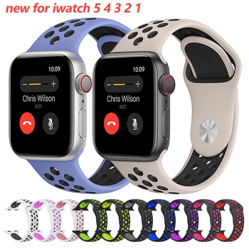

Soft Silicone Replacement Wristband for Apple Watch 42mm band 44mm Breathable iwatch series 5 4 3 2 1 42mm watchband 38mm strap