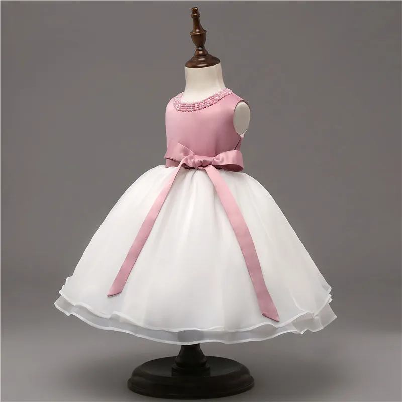 Pink 4 Детское красивое платье с цветочным рисунком для маленьких девочек; вечерние костюмы принцессы для дня рождения для девочек 1 года; платье на крестины - Цвет: Pink 4