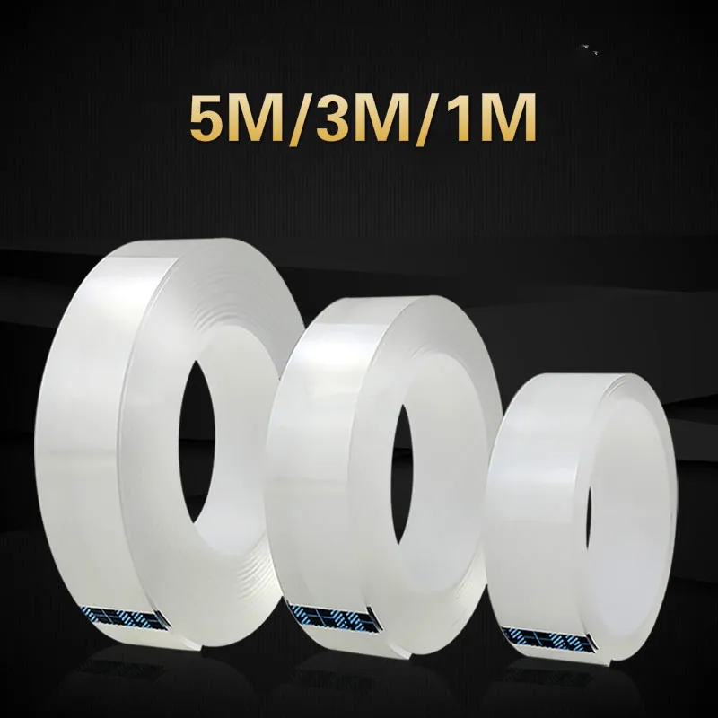 

Transparent Magic nano-tape Washable Reusable Double-Sided tape Adhesive Nano Traceless Sticker Removable Universal Disks Glue