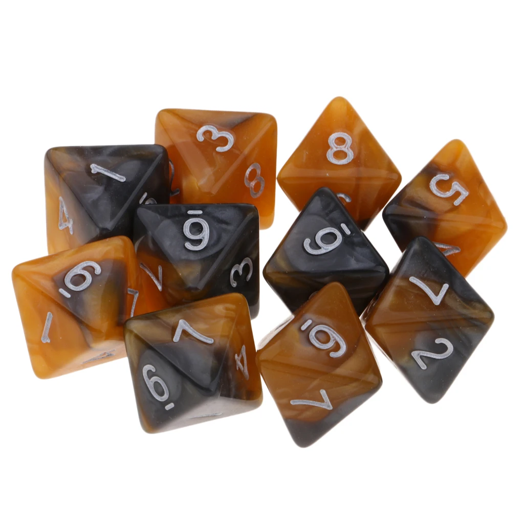 10 Pieces Polyhedral Dice Set Multi-sided Dice D8 for TRPG D& Dragons Game 8-sided Dice Set 