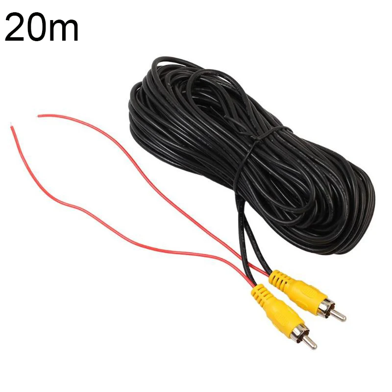 20M RCA видео кабель тюльпан видео кабель для gps навигатор монитор заднего вида камера парковки обратная камера видео кабель 6 м, 10 м, 15 м, 20 м - Название цвета: 20M