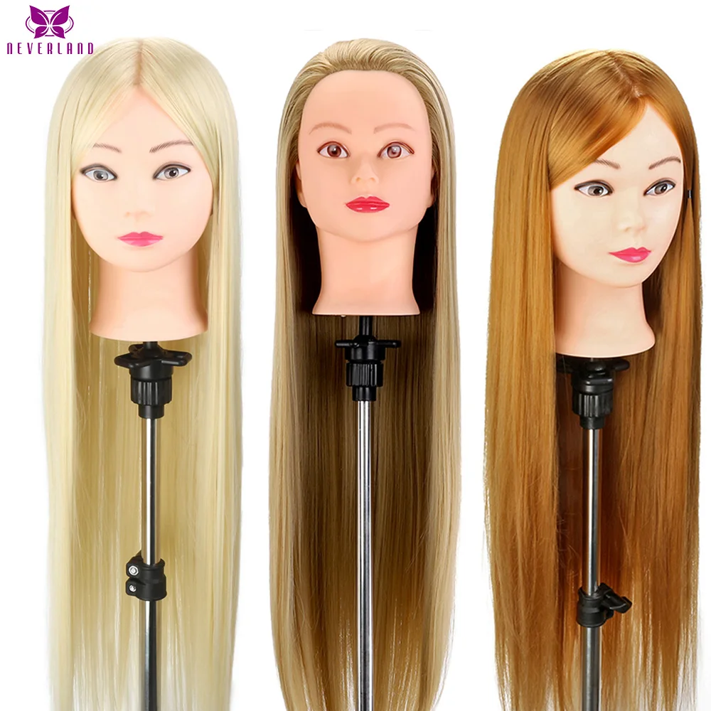 30% Real Hair Doll Mannequin False Long Hair Training Silicone Head Stand Pole 