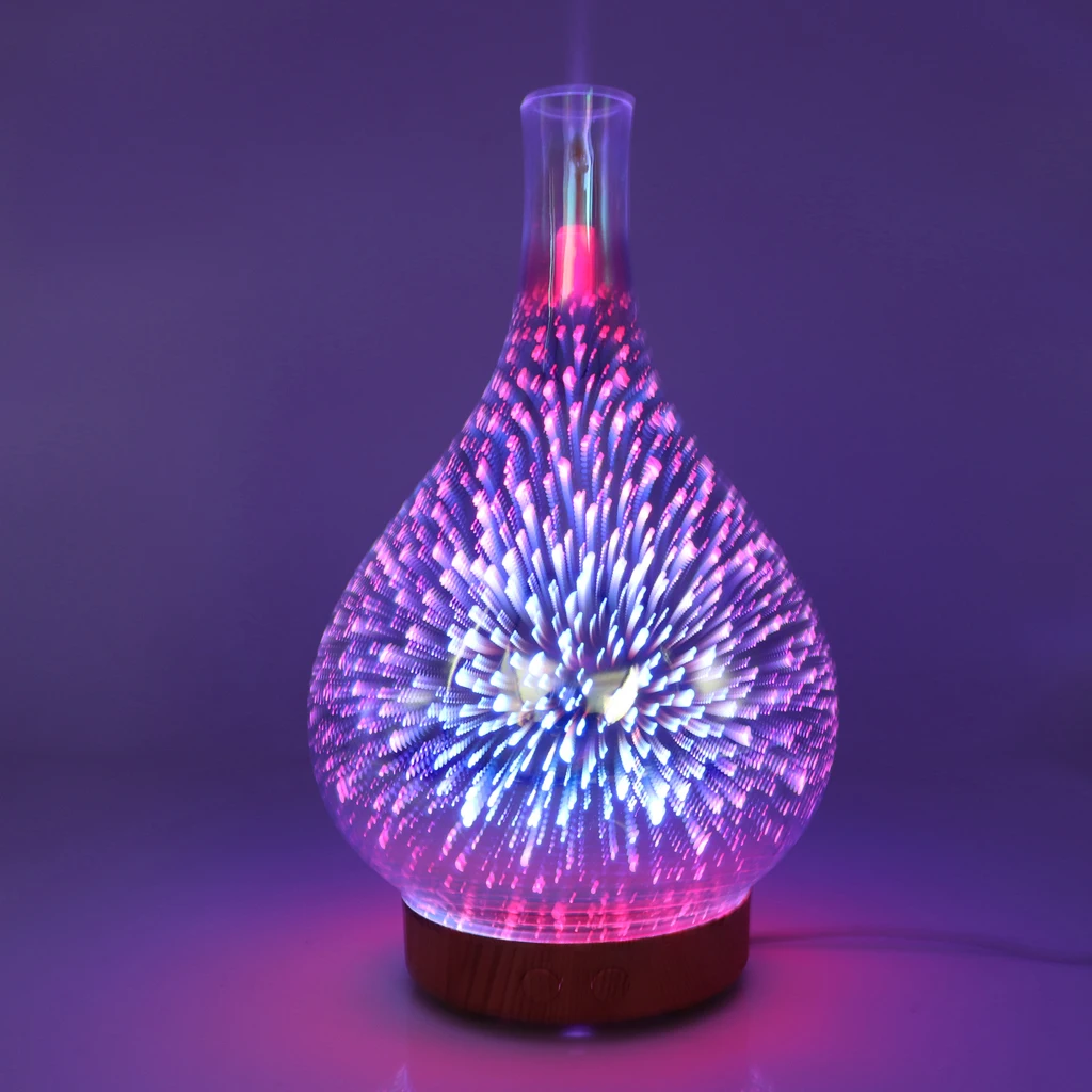 100ml 3D Light Glass Humidifier Essential Oil Diffuser Unit UK Plug