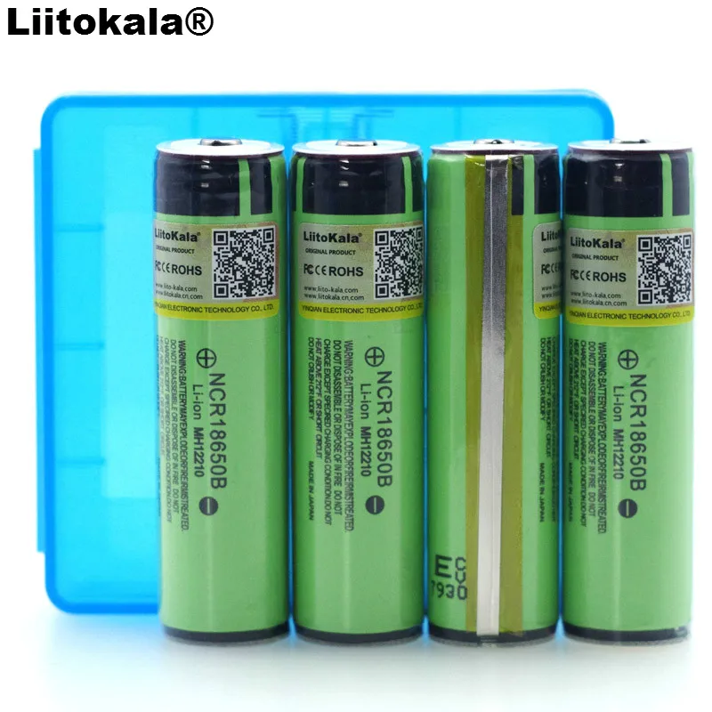 

4PCS Liitokala Protected Original 18650 NCR18650B 3400mAh Rechargeable Li-lon battery with PCB 3.7V For Flashlight + Storage box