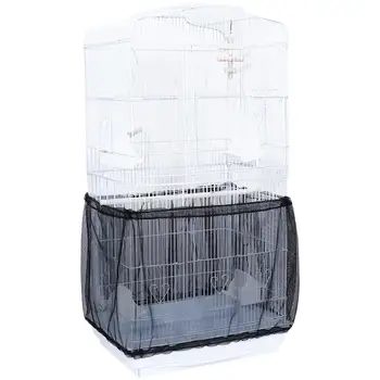 

POPETPOP Bird Cage Mesh Cover Dustproof Cage Guard Adjustable Shell Skirt Traps Cage Basket (Black)