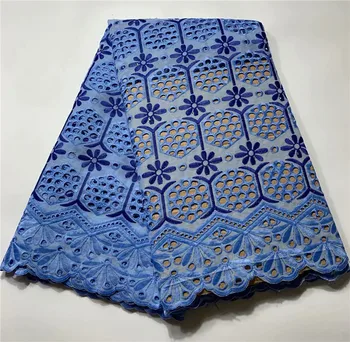 

Amazing blue wedding/party African cotton dry material Swiss lace fabric for lady dress VCH26(5yards/lot)