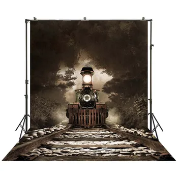 

HUAYI Old Style Train With Night Scene Background Backdrop For Indoor Photo Studio Photoshoot Photography Backdrop props W-4469