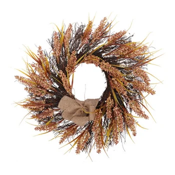 

Hot Artificial Grain Wreath Fall Harvest Garland For Front Door And Thanksgiving Holiday Decorative Ornament