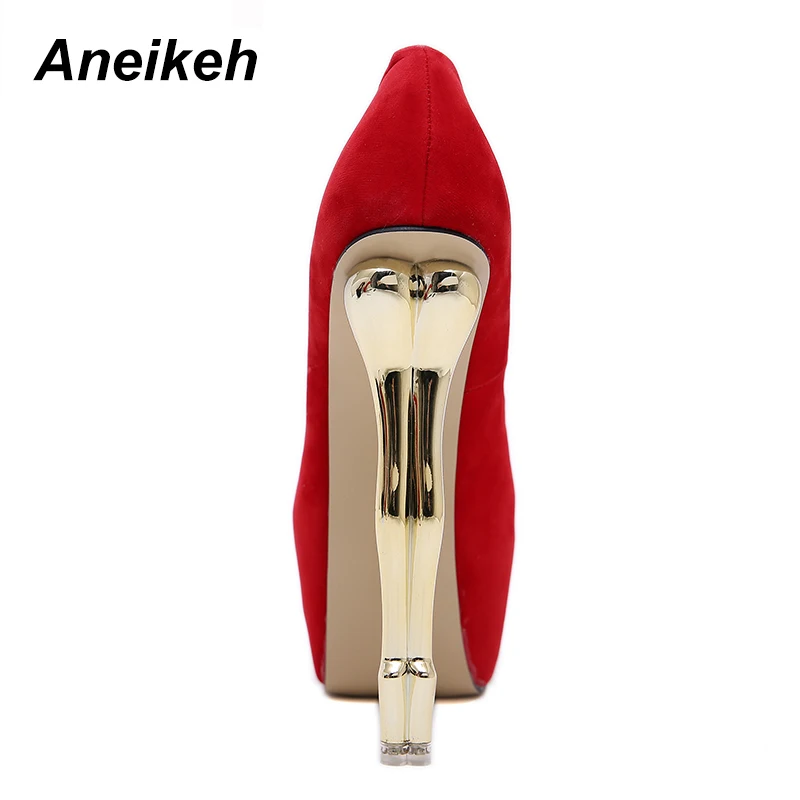 Aneikeh/2020 весенние модные женские туфли лодочки из флока на платформе 16 см Туфли с