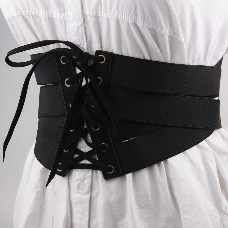 SHENGPALAE, новинка весны, модный Индивидуальный галстук-бабочка 14 см, эластичный широкий черный винтажный женский ремень EB079 - Цвет: black