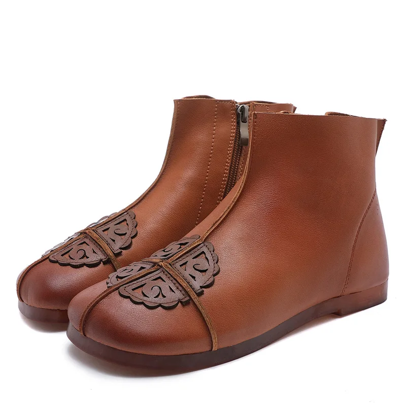 

Women's leather boots new retro flat boots leisure comfortable shoes & # 39; S contracted women really leather boots