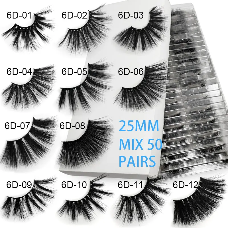 MIX 50 PAIRS Оптом с фокусным расстоянием 25 мм ресницы серо-коричневого цвета 20 Вт, 30 Вт, 40/50/100 пар драматический накладные ресницы 3d пушистая полоса ресниц поставщиков Макияж Длинные ресницы - Цвет: MIX 50 PAIRS