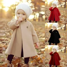 PPXX/ г. Зимнее шерстяное пальто для девочек длинная куртка для маленьких девочек шерстяная плотная теплая накидка до колена для малышей, Детская накидка