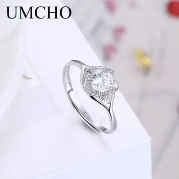 

UMCHO Elegant Flower Ring Real 925 Sterling Silver Cubic Zircon Rings For Women Female Daily Wedding Anniversary Fine Jewelry
