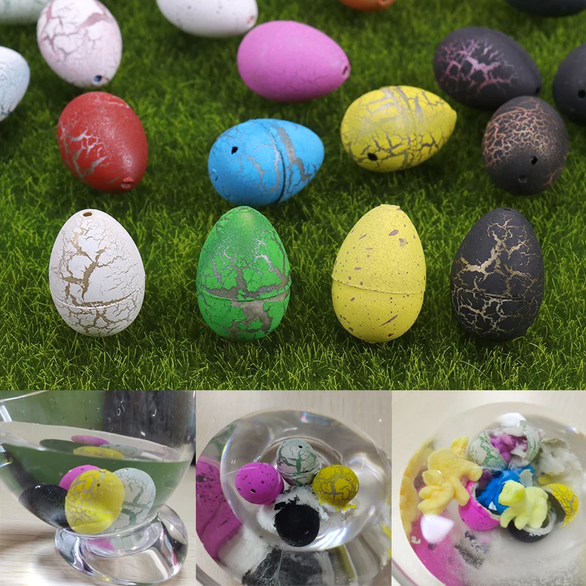 10PCS/Lot Color Magic Water Growing Egg Hatching Colorful Dinosaur Eggs Add Cracks Grow Cute Children Toy