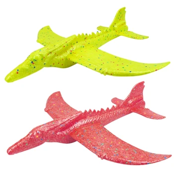 

2Pcs Hand Throwing Pterosaur Foam Aircraft Double Hole Flat Flying Roundabout Special Effects DIY Model Toy 709