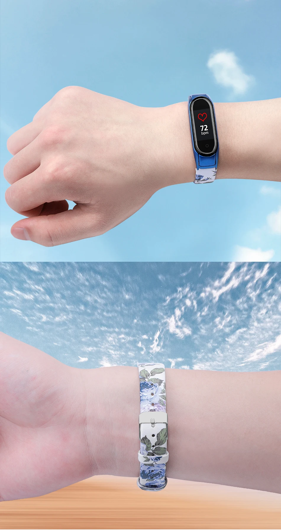 Ремешок из искусственной кожи для mi Band 4, 3, металлический ремешок с цветным цветком mi band 4, чехол из нержавеющей стали, сменные ремни для mi band 3, 4